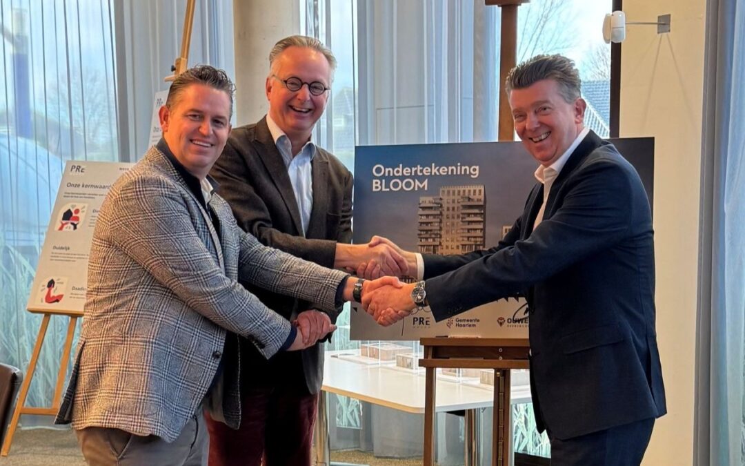 Volgende stap voor BLOOM Haarlem: Pré Wonen, VORM en Ouwehand Bouwen & Ontwikkelen tekenen voor koop en realisatie