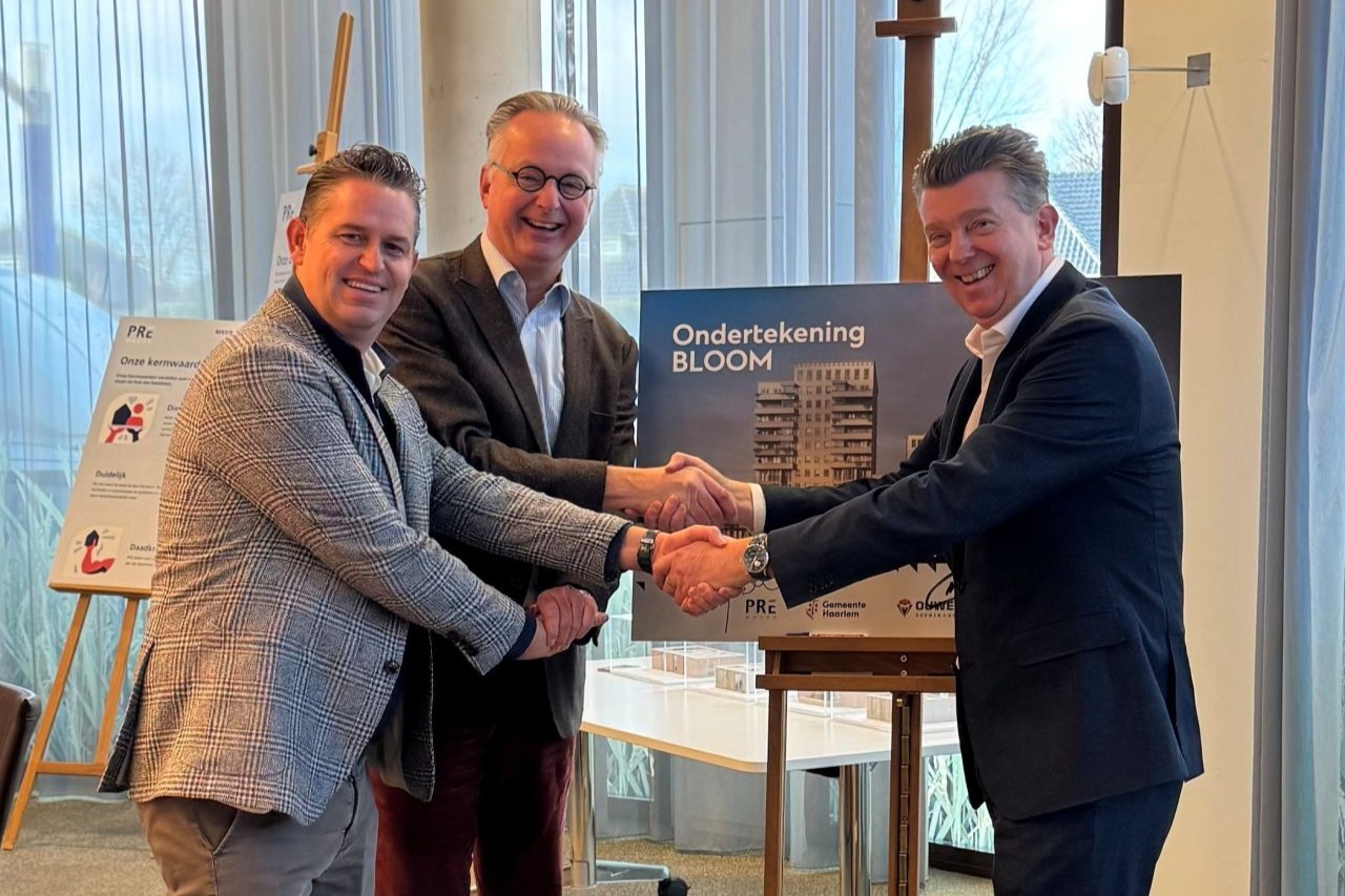 Volgende stap voor BLOOM Haarlem: Pré Wonen, VORM en Ouwehand Bouwen & Ontwikkelen tekenen voor koop en realisatie